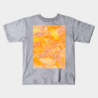 Bright Summer Leaves, orange yellow gold red Kids T-Shirt